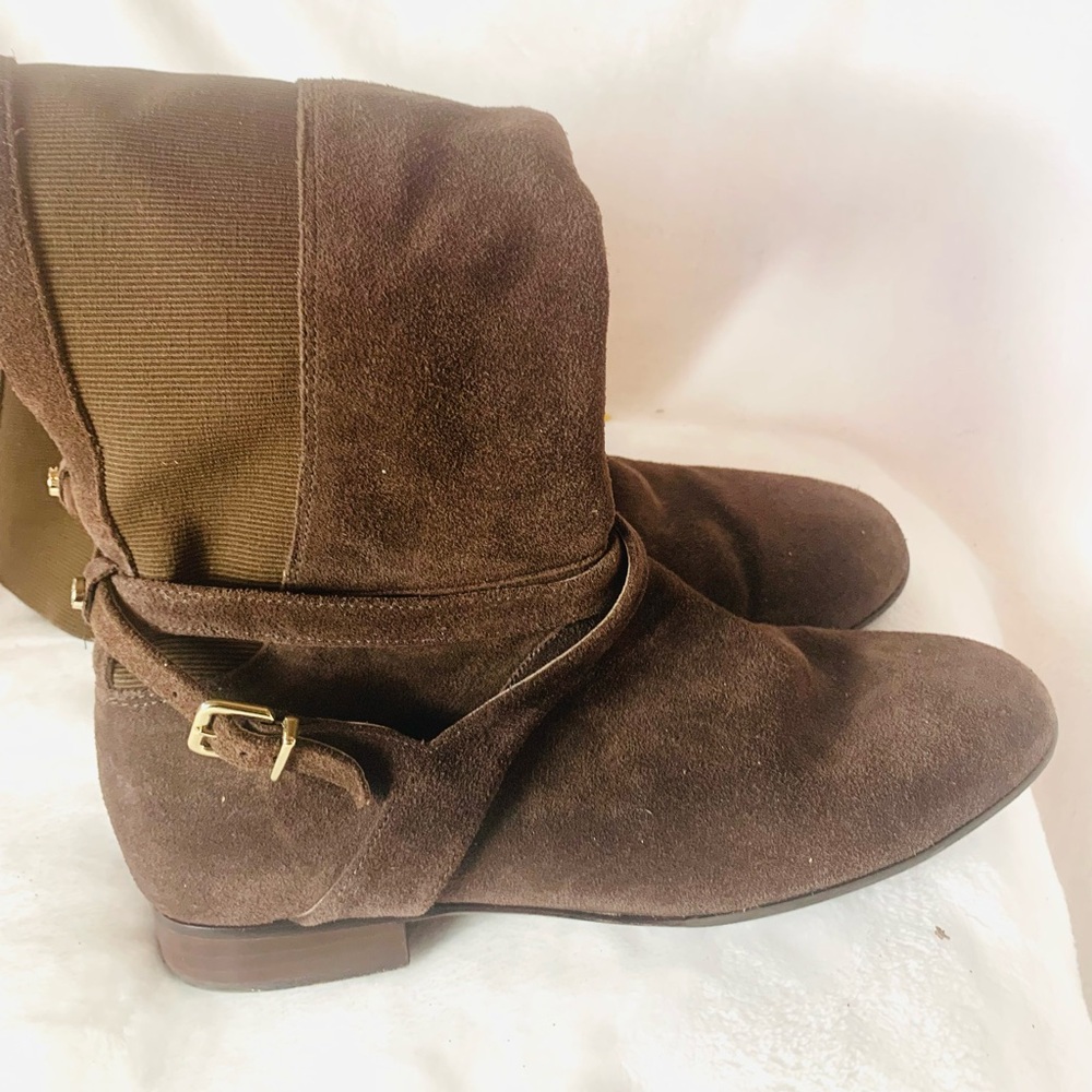 Antonio Melani Women Brown Suede Tall Over the Knee Boots Buckle - Picture 5 of 13